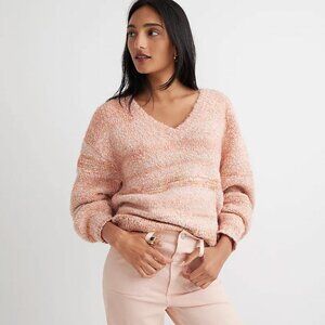 J. Crew Puff-Sleeve V-neck Sweater In Space Dye